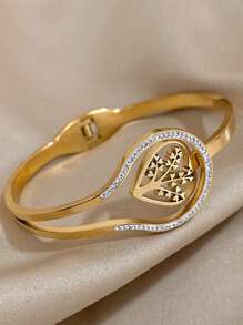 1 Pulsera brazalete de acero inoxidable con diseño de corazón para mujer, joyería de diario y fiesta, regalo para el Día de la Madre, verano
