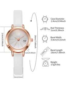 Orologio al quarzo di per ragazze, alla moda e dal design semplice con quadrante minimalista e cinturino in pelle vintage, orologio al quarzo di alta qualità
