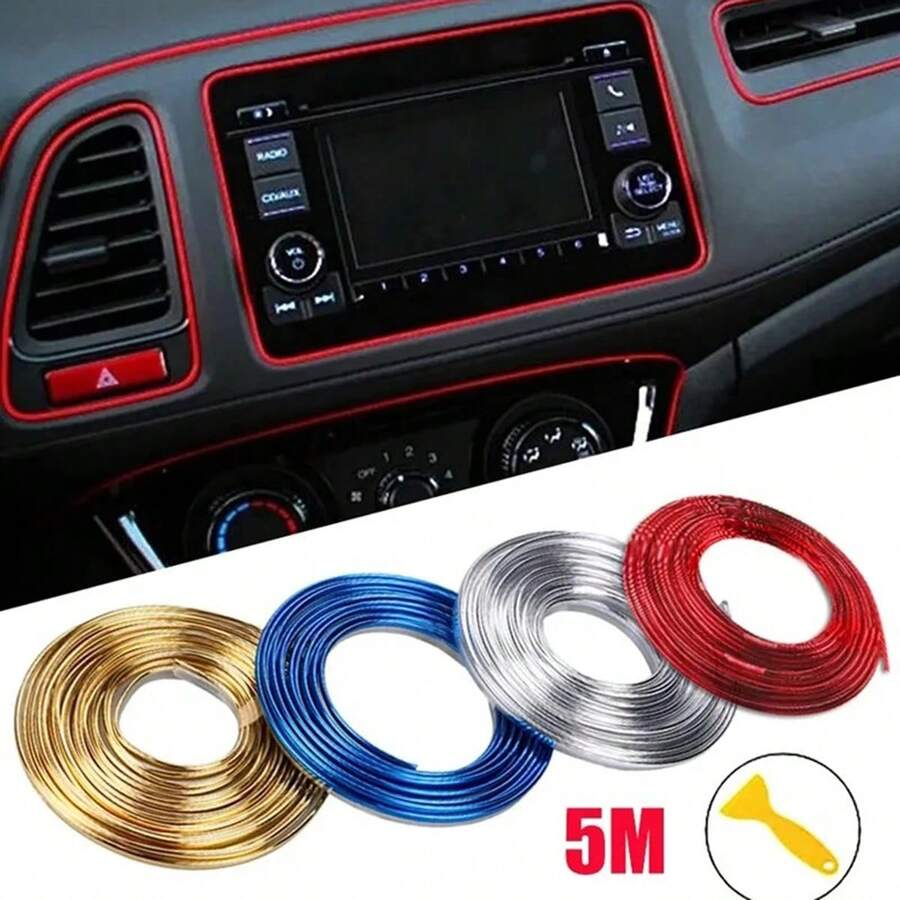 5M Tiras flexibles decorativas para molduras de coche, cubiertas para interior de automóvil, molduras para panel de instrumentos, bordes de puertas, universal para decoración de automóviles - Unitalla - Ver 1