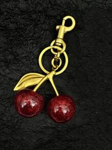 1pc Cherry Charm Accessory Women's Bag Or Keychain Pendant Cherry Adornment Individualized Bag Decoration For Women Car Accessories Bag Charm School Cute Goth Y2k