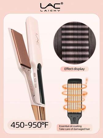  1 st europeisk pluggdriven hushålls LAC platt klämma med justerbar temperatur Hårplattång och locktång, voluminös och inåtvänd lock