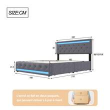 Upholstered Bed, Adult Bed, Double Bed, Storage Bed With 4 Drawers, 140 X 200 Cm, 160 X 200 Cm, Youth Bed, Guest Bed, Bed Frame, Linen, Dark Grey (Without Mattress) - 深灰色 - 查看 8