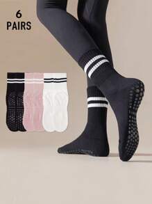 3/4/5 Pairs Women's Fashion Non-Slip Breathable Sports & Yoga Socks, Suitable For Indoor Fitness, Dancing, Yoga