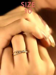 1pc S925 Sterling Silver Multifunctional Elegant Starry Criss-Cross Cubic Zirconia Ring, Versatile For Women, Suitable For Wedding, Daily Wear, Bride, Holiday Party Gift