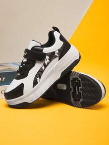 4-Wheel Kids Roller Skates, Fashionable Casual Sports Shoes, Unisex Roller Skates - Black and White - View 10