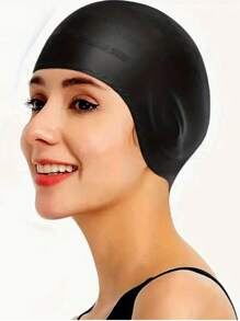 1pc Adult Silicone Swimming Cap - Elastic, Comfortable, Anti-Slip Design With Textured Grip For Secure Fit, Available In Black, Blue, Pink, Durable & Flexible Material Suitable For Swimming Pool Or Beach Water Sports | Fashionable & Comfortable Swim Cap | Water Sports Gear | Textured Swim Cap | Silicone Swim Cap (Color & Style Random)