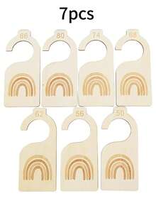 7/8 件定制木制婴儿衣柜隔断，个性化徽标雕刻衣物整理架，适合新生儿至 24 个月，可爱的育儿室装饰衣架，易于整理女婴或男婴房间，迎婴派对，家庭装饰，迎婴派对返校礼物 - 原木色 - 查看 6