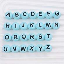 26pcs 15mm Silicone English Letter Beads Creative Alphabet Round Beads For Jewelry Making, Also Suitable For Keychain And Phone Straps DIY - Alphabet Beads - View 9