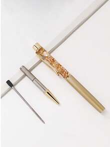 1/5/10/20 Pcs Customized Gold Foil Ballpoint Pen, White Barrel, Engraved Text, Fashion Gold Foil Signature Pen, Customized Wedding Gift, Personalized Valentine's Day Gift, Customized Logo Engraving, Ideal Gift For Friends, Family, Kids, Students, Employees, Clients, Suitable For Christmas, Halloween, New Year, Graduation Ceremony, Wedding, Anniversary, Valentine's Day, School Supplies