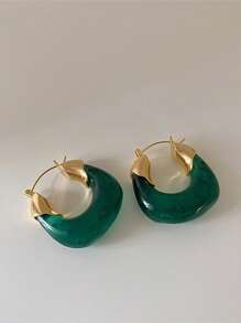 Women's Resin U-Shaped Retro Coffee Earrings, European And American Exaggerated Personalized Design, Niche High-End, Daily Commute Matching, Breaking Monotony, Adding Retro Chic, Party Wear As Visual Focus, Suitable For Autumn/Winter Outfits, Easily Upgrading Overall Styling