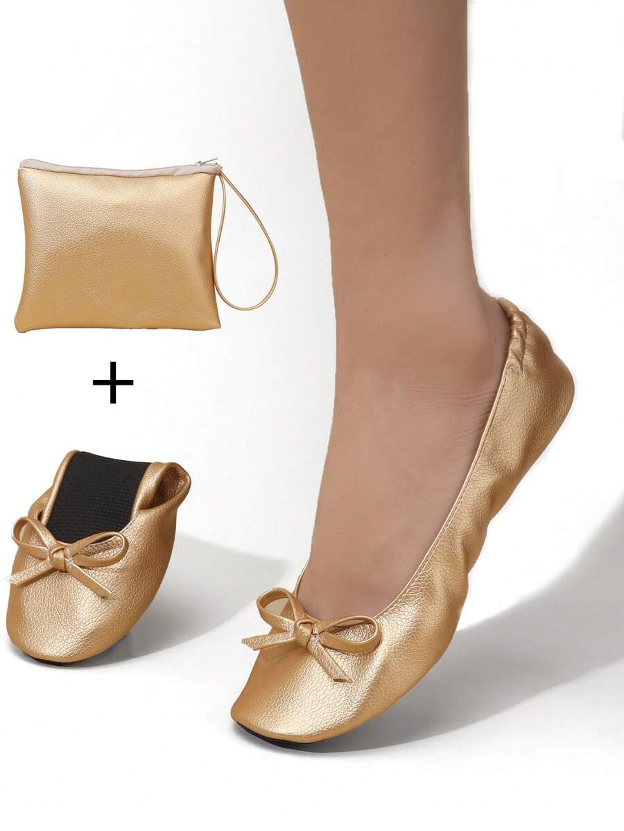 Women's Fashion Casual Soft Comfortable Versatile Indoor Wear, Lightweight Foldable Ballet Flat Shoes, Suitable For Dancing
