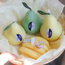 Fruit Scented Candles Charming Innovative Cheese Strawberry Banana Pear Peach Fruit Candles Home Decoration Scented Candles Fruit Scented Candles Handmade Gifts Cheese Ugly Orange Photo Props Home Decoration Gifts Valentine's Day Accompanying Gifts Birthday Candles Halloween Christmas Anniversaries Weddings And Other Occasions