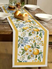 1pc Summer Lemon Flower, Sunflower Print Tablecloth, Kitchen, Dining Room Decor, Holiday Decor, Family Party Decor, Home Decor, Scene Decor, Outdoor Dining Table, Coffee Table Decor