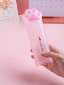 4pcs Cute Cat Paw Stationery Set - Transparent PVC Pen Holder, Heart-Shaped Eraser, Manual Pencil Sharpener And Ruler, Pink & White Color - Perfect Gift For Students, Cat-Themed Accessories, Pencil Case, Pencil Bag, Backpack - Sets - View 7