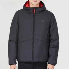 Adidas Men's Sports Casual Reversible Warm Hooded Cotton Jacket - Black-red - View 6
