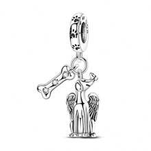 1 Stück süßer silberfarbener Charm mit Tiermotiv, Elefant, Löwe, Bulldogge, Katze, Engel, Welpe, für 3mm Armband, Halskette, DIY Bastelperlen, Anhänger, perfekt für Tierliebhaber, für Partys mit Tiermotiv und als charmantes westliches Schmuckgeschenk