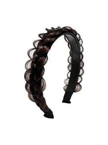 [1 pièce Perruque tressée au look naturel] Perruque bandeau tressé élégante pour femmes - look naturel, cheveux synthétiques droits, parfait pour une utilisation quotidienne, serre-tête, cerceau à cheveux, diadème