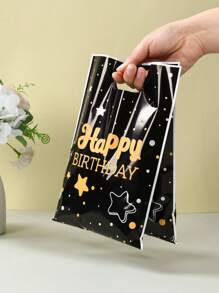 10/25/50Pcs Black Gold Star Gift Bags,Happy Birthday Tote Bags,Hand-Held Bags,Handbag,Gift Wrapping Bags,Birthday Party Decor,Birthday Decoration,Party Favor Bags,Gift Bags For Guest