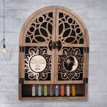 Sun Moon Crystal Display Stand 4 Shelves Natural Wooden Shelf Gothic Witchy Crystal Display Case For Living Room,Home & Life > Home Decoration > Display Rack & Storage Rack > Display Cabinet - 彩色 - 查看 8