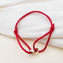 1 pieza Pulsera trenzada de acero inoxidable con diseño de círculo, apropiada para decoración diaria