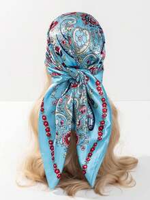 1PC Paisley & Floral Print Bandana Plant Stylish Scarf For Daily Life Elegant Bandana,Hair Band,Head Band Ideal For Dressing Up Your Look Valentine's Day Valentines - Multicolor - View 4