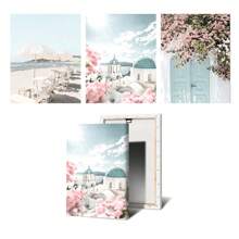 1pc/3PCS Wall Arts Posters Frameless/Framed Travel Flower Beach Landscape European Building Wall Art Canvas Painting Nordic Poster And Print Modern Pictures Living Room Home Decor Coastal Decor Coastal Decor Beach Decor ,Wall Art With Frame