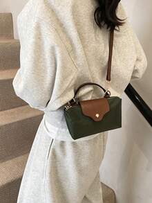 1个迷你时尚手提包，时尚百搭的女士单肩包/斜挎包，纯色迷你钱包，可装手机、零钱、口红等，日常通勤必备