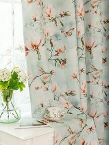 1 panneau de rideaux occultants floraux modernes - rideaux à double couche thermiquement isolés avec poche pour tringle, 100% polyester jacquard avec un design botanique vibrant rose et vert, pour salon, chambre, bureau - qui bloquent la lumière et sont écoénergétiques