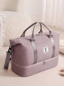 Borsa da viaggio personalizzata con ricamo, con nome personalizzato e lettere di colore, unisex, borsa a tracolla con cerniera e scomparto per le scarpe indipendente, di grande capacità per un facile stoccaggio all'aperto, borsa da viaggio leggera