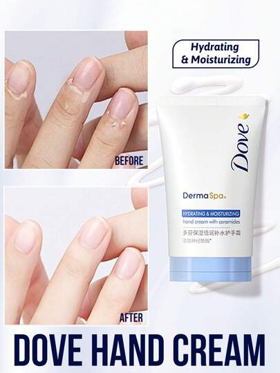 Dove Hand Cream, Deeply Moisturizes, Quickly Absorbed, Long-Lasting Hydration, Repairs Dryness, Increases Softness, Contains Vitamin E And Natural Oils, Quickly Effective, Refreshing And Non-Greasy, Repairs Roughness, Enhances Elasticity, Reduces Fine Lines, Brightens Skin Tone, Soothes Skin, Suitable For All Skin Types, Dry Skin, Sensitive Skin, Daily Care, Office Use, Travel Use, Home Use, Outdoor Activities