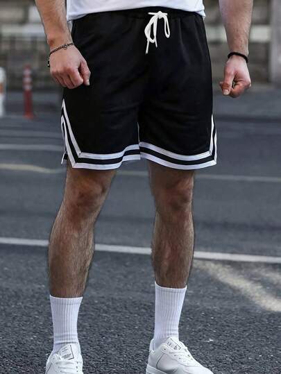 شورتات رياضية كاجوال سريعة الجفاف باللون الأحادي للرجال بخصر مخرم، مناسبة للياقة البدنية والجري وارتداء على الشاطئ