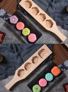1 Set Of 4 Flower-Shaped Wooden Stamps, Wooden Mooncake Molds, DIY Hand-Pressed Mooncake Stamps, Dim Sum Desserts, Mung Bean Cakes, Pumpkin Cakes, Biscuits, Steamed Buns, Mid-Autumn Festival Pastry Molds, Biscuit Cutters, Mooncake Makers, Baking Tools, Suitable For Restaurants/Outdoors/Dining/Parties/Gifts/Festivals