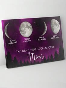 Personalized Family Moon Phase Canvas Print, Custom Names And Birth Dates, Unique Family Gift, Nursery Wall Art, Home Decor
