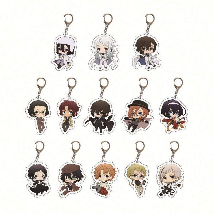 bandai Cadena de llave de acrílico con decoración colgante de bolsa de dibujos animados de Bungo Stray Dogs con los personajes Nakajima Atsushi y Kunikida Doppo. Adecuado para bolsos, mochilas y llaves. El regalo perfecto para fans, decoración para fiestas de cosplay, pendientes para el coche. Derivados creativos de anime, pendientes de cómics japoneses, colecciones de fans senior de anime, regalos de la serie Otaku, regalos económicos para fiestas