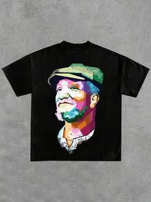 Color Collage Of Portraits Of Men Print Double - Sided T - Shirt - 100% Cotton, 220g, A Stylish Pick For Film - Inspired Fashion - Black - View 3