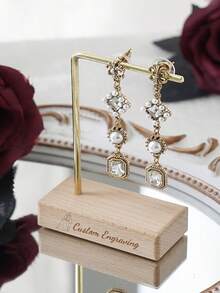 (Custom) 1pc Wooden Base Jewelry Display Stand, Photography Prop, Necklace & Earrings Display, Decor For Events & Gift-Giving - Multicolor - View 8