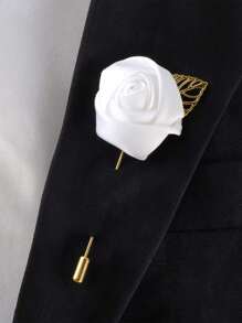 1 Peça Boutonnière de Noivo em Rosa de Seda com Folha de Corrente Dourada para Decoração de Noivo, Casamento e Festa de Casamento, Melhor Presente, Decoração de Casamento, Decoração Doméstica, Decoração de Quarto, Lembrancinhas de Festa, Decorações de Aniversário de Noiva, Formatura, Decorações de Festa Despedida de Solteira
