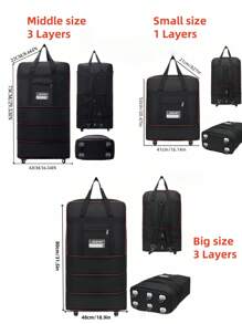 1pc Large Capacity Expandable Wheeled Travel Bag, 3-Layer Foldable Waterproof Luggage Bag, Rolling Suitcase With 6 Wheels, Airport Check-In Bag - Swivel Wheels, Foldable, Water-Resistant - Ideal For Business Trip, Study Abroad, Vacation, Unisex Holiday Essentials Holiday Travel Essentials Travel Accessories