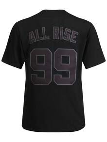 Boyfriend Style Men's Baseball Jacket, Number 99 Embroidered Button Front Sports Shirt, Black - Black - View 2