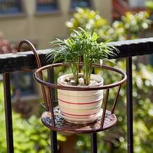 1/3pcs Contemporary Metal Balcony Flower Rack, Hanging Outdoor Railing Flower Pot Holder, Indoor Iron Guardrail Bonsai Stand For Home Garden Decor