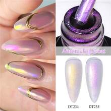 MEET ACROSS 7ml 2 IN 1 Auroras Top Coat Glitter Pearl Pink Purple Color Auroras Laser Shimmer Mermaid Effect Gel Nail Polish DIY Semi Permanent Soak Off Nail Supplies