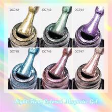 MEET ACROSS 7PCS 7ml Light Flow Colored Cat Magnetic Gel Nail Polish Blue Green Gold Pink Purple Sparkle Glitter Gel Varnis Semi Permanent Gel For Summer Manicure DIY Nail Supplies