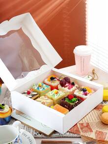 5件/10件 返校透明波浪窗口纸杯蛋糕/松饼盒、糕点盒、雪花蛋糕盒、烘焙包装盒、蛋糕盒、白纸板烘焙包装盒 - 彩色 - 查看 1