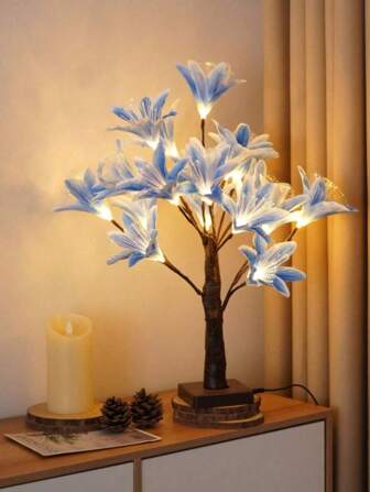 1 pièce Lumières d'arbre à fleurs de lys, lumières de branches d'arbre alimentées par batterie/USB, lumières d'arbre en pot à LED pour la décoration de chambre, décoration d'intérieur, décoration de mariage, décoration de vacances