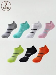 5/7 Pairs Women's Sports Short Socks Solid Color Outdoor Sweat Deodorizing Breathable Boat Socks Summer Running Yoga Workout Lightweight Boat Socks Short Socks - Multicolor - View 13