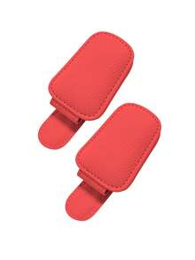 2 piezas/1 pieza Clip universal para gafas de sol de parasol de coche, clip magnético para gafas de cuero de material de PU, clip para tarjetas de tickets de coche, soporte de gafas de moda, accesorios de parasol de coche, accesorios interiores automotrices (Negro/Gris/Rojo/Beige) - Estilo A - Ver 14