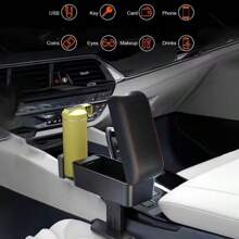 Adjustable Car Armrest Pad With Cup Holder, Comfortable Armrest Extender, Height Adjustable Arm Rest Storage Box For Most Vehicles