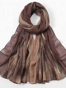 1pc Minimalist Gradient Multi-Color Scarf, Fashion Geometric Versatile Chiffon Headscarf For Women, Autumn/Winter - Multicolor - View 3