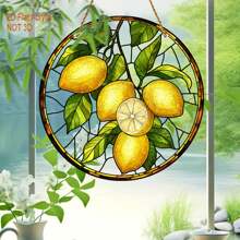 1pc, 2d Flat Lemon Tree - White Magnolia, Red Flowers, Purple Butterfly Sun Catcher, Translucent Circular Window Hanging Decoration, Furniture Natural Theme Decoration, Very Suitable For Walls, Gardens, Porch Furniture Natural Decoration, The Best Holiday Gift For Family And Friends
