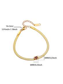 1 Peça Elegante Pulseira de Corrente de Cobra com Coração de Zircônia para Mulheres, Pulseira de Aço Inoxidável À Prova d'Água, Joias, Presentes de Aniversário e Casamento
